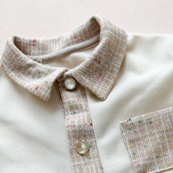 Neutral Baby Set - Vintage Handmade Button Down Top and Pant Set. (3-6m) - Picture 4 of 8